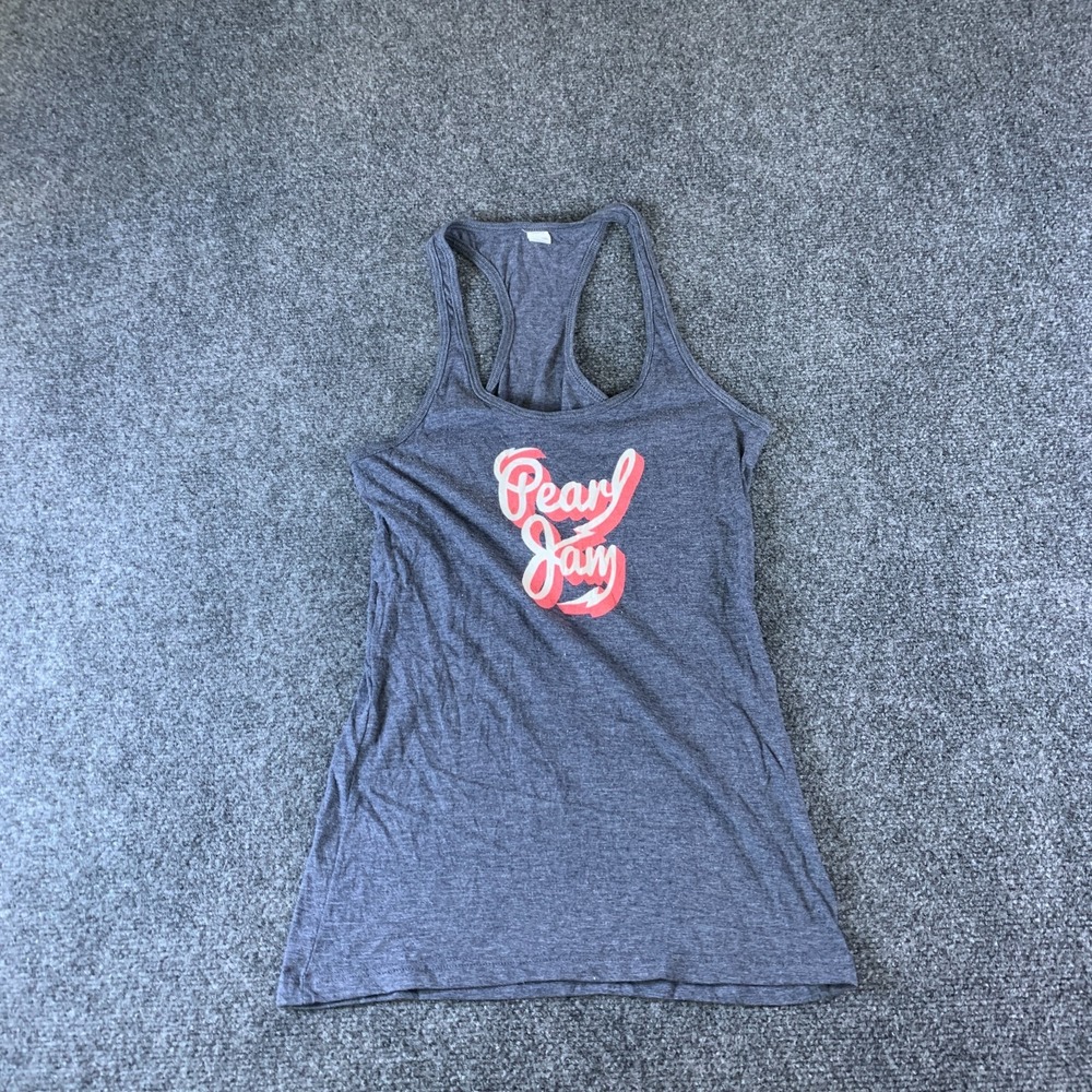 Tultex Tank Top Women Large Gray Pearl Jam 2014 US Band Concert Graphic Pullover